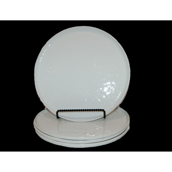 Lot of 4 Crate and Barrel Round Dinner Plates Mercer White Rippled Texture 11" - Picture 1 of 7